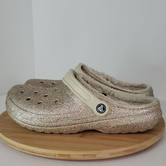 Crocs Classic Lined Gold/Multi Glitter Clog Unisex Men's 9 Women's 11 - Picture 4 of 10